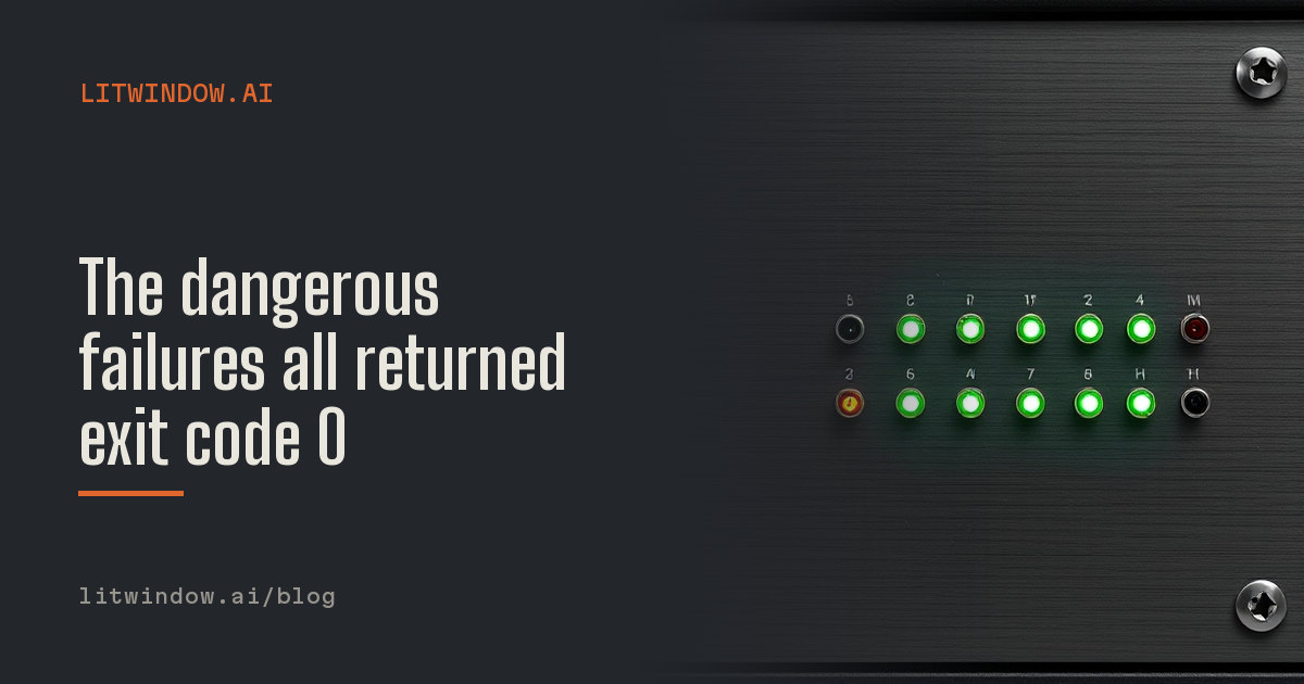 A row of indicator lamps on a rack faceplate, almost all of them lit a healthy green, with one lamp at each end dark and one glowing amber.